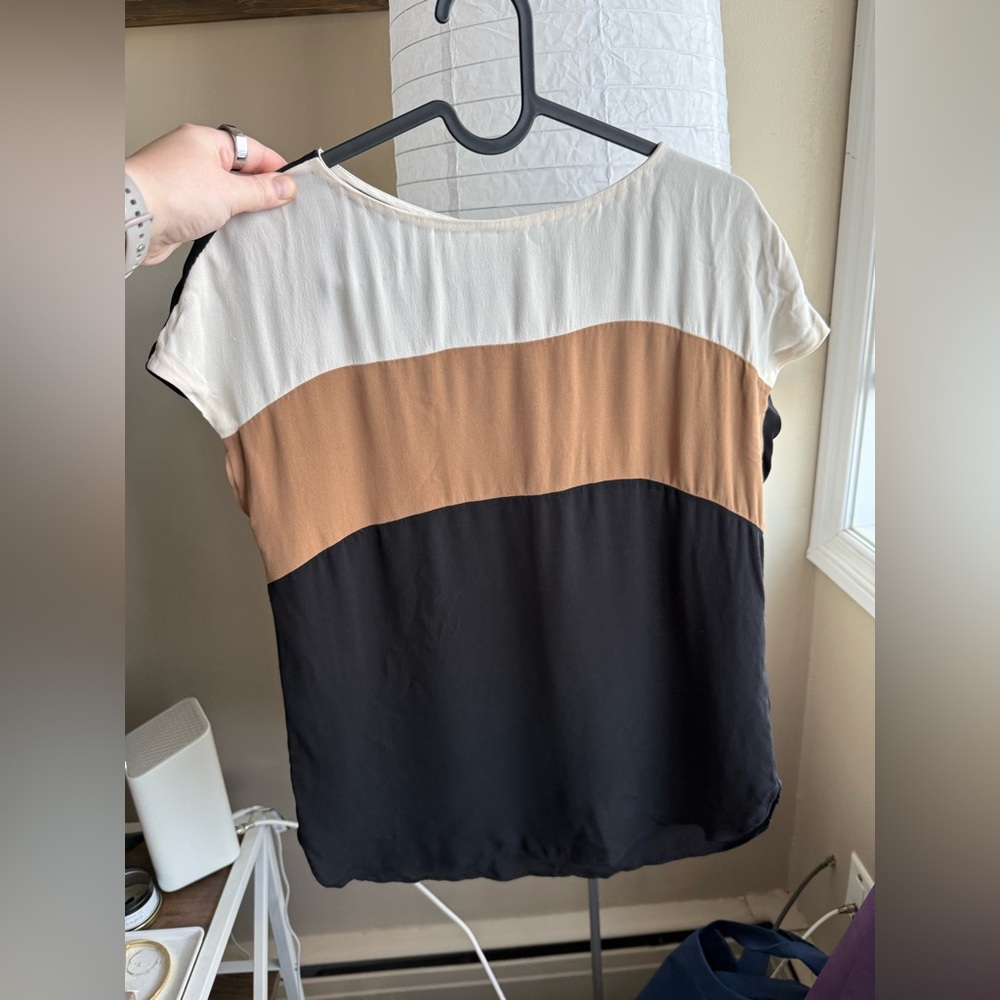 Babaton Artizia Colour Block 100% Silk Blouse Size Small